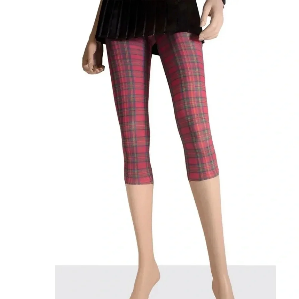 Hot Topic Red Plaid Tights